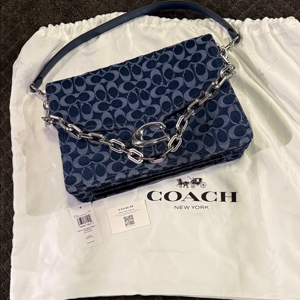 Coach denim Tabby 30 with Chain Shoulder Bag